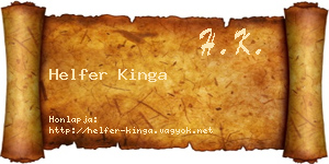 Helfer Kinga névjegykártya